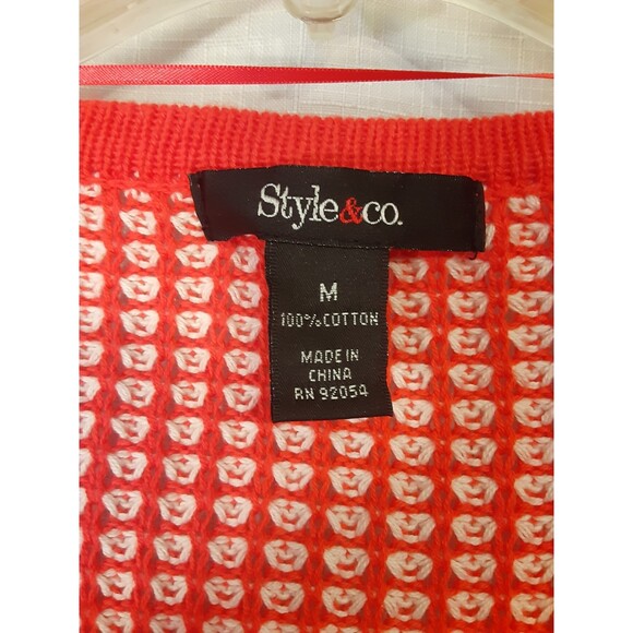 Style & Co. Coral Escape Long Sleeve Cardigan Sweater Gold Buttons Sz M NWT - Picture 4 of 8